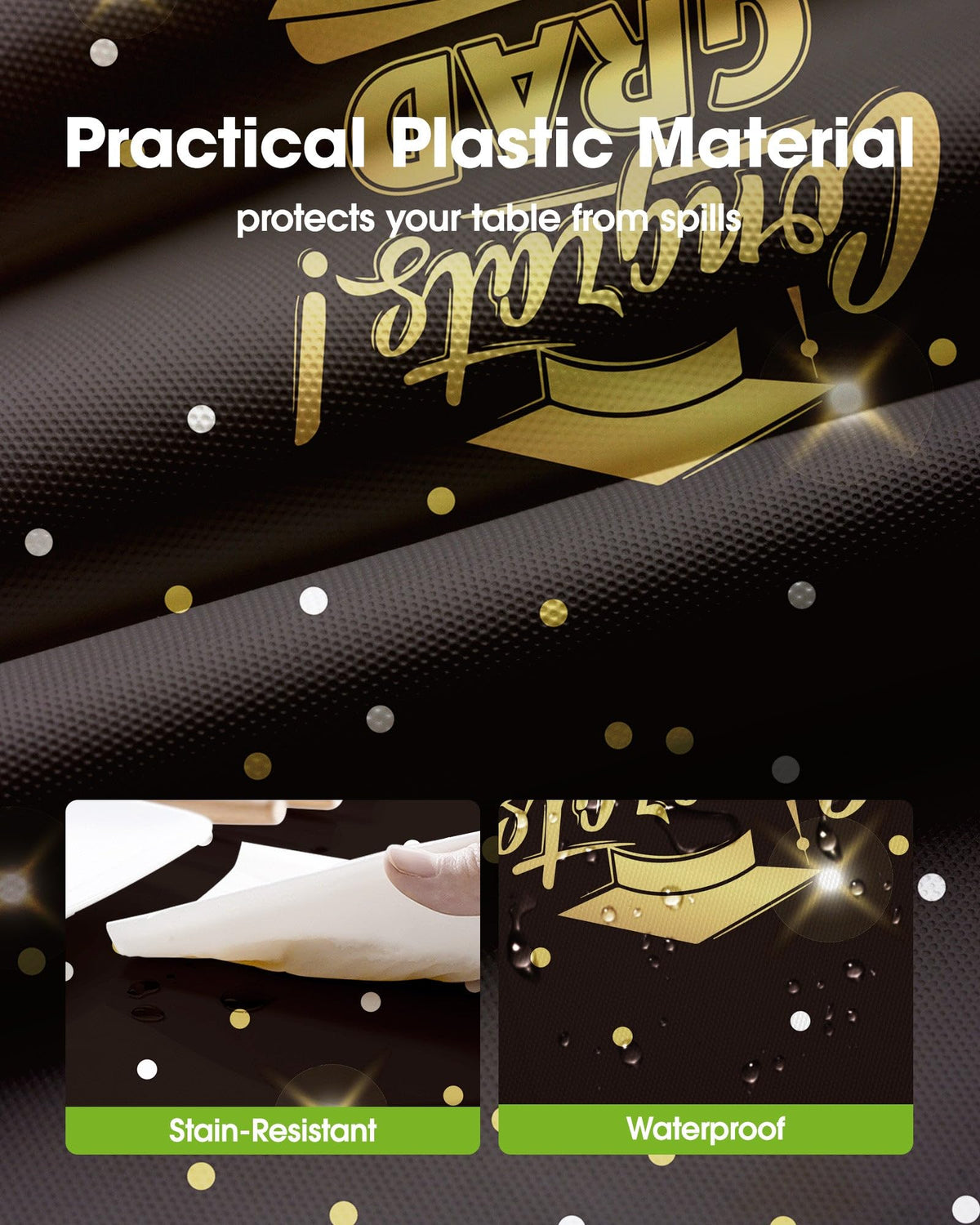 Pureegg 10-pack disposable tablecloths offering quick cleanup after graduation festivities