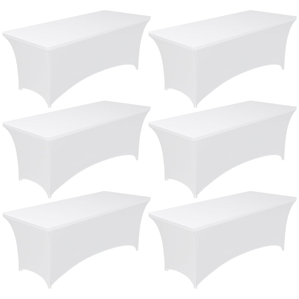 Pureegg 6ft spandex tablecloth fitted on a table for a clean, secure outdoor setup.