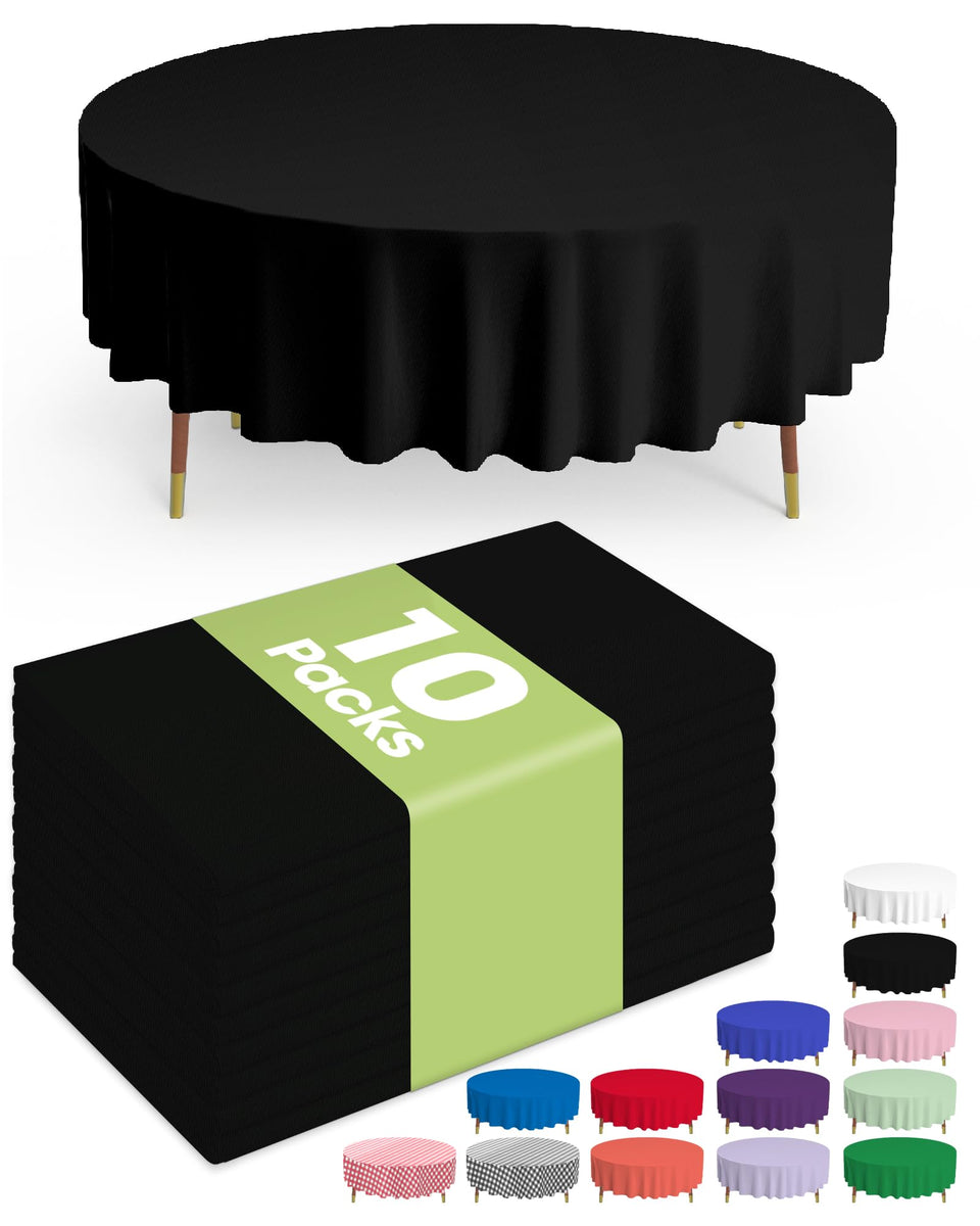 Pureegg 84inch round tablecloth folded, quick setup and mess-free dining.