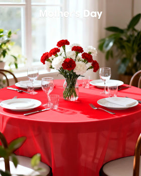 Pureegg red round tablecloth suitable for all occasions and layouts.