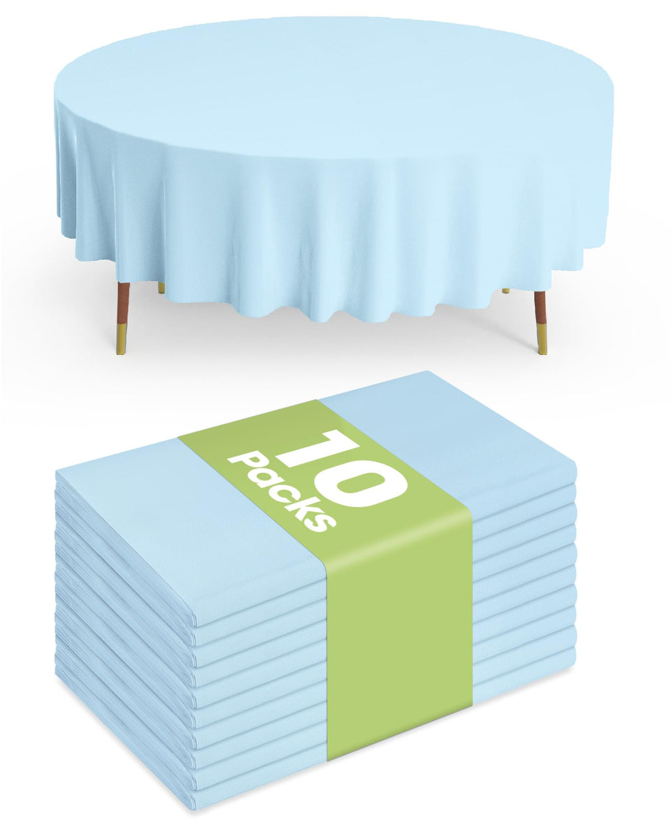 Pureegg baby blue round 84in tablecloth for elegant gatherings.