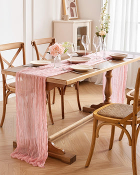 Pureegg dusty pink runner creates soft ambience for baby showers and celebrations.