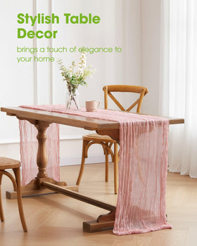 Pureegg boho gauze table runner 120 inch length ideal for wedding decor.