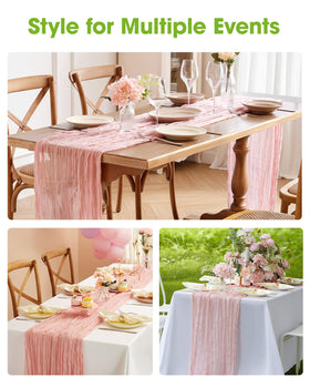 Pureegg table runner with 12-24 inch drops offers balanced tabletop drama.