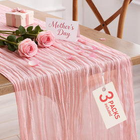 Pureegg cheesecloth table runner 120-inch drape for a polished wedding or party setup.