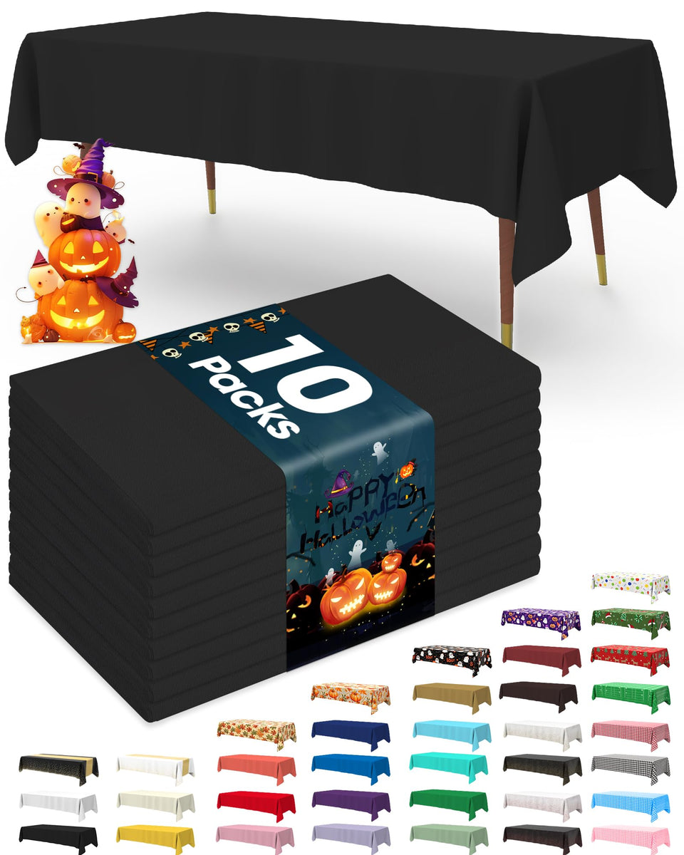 Pureegg disposable tablecloth in black for 54 by 132 inch tables, spill protection