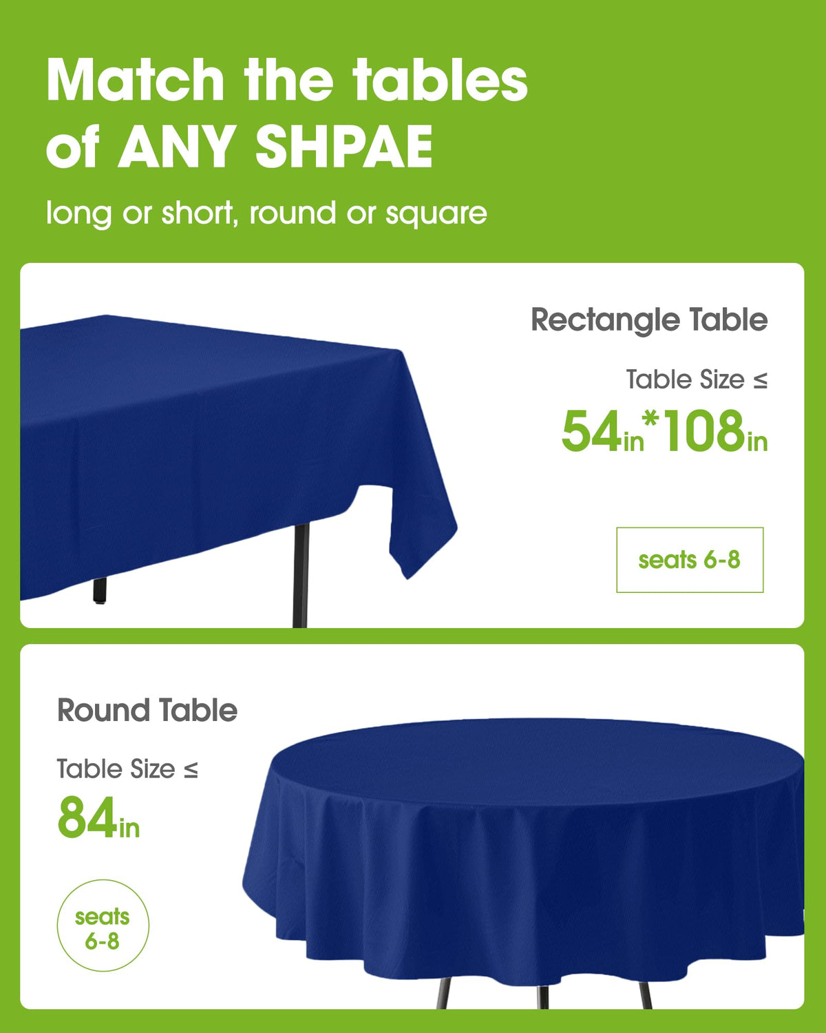 Pureegg disposable rectangle tablecloth pack for quick party setup.