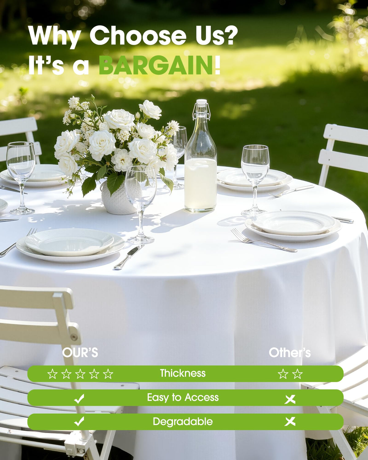 Pureegg disposable tablecloth makes post-event cleanup quick and easy.