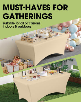 Pureegg 6ft tablecloth with reinforced elastic leg pockets for outdoor use