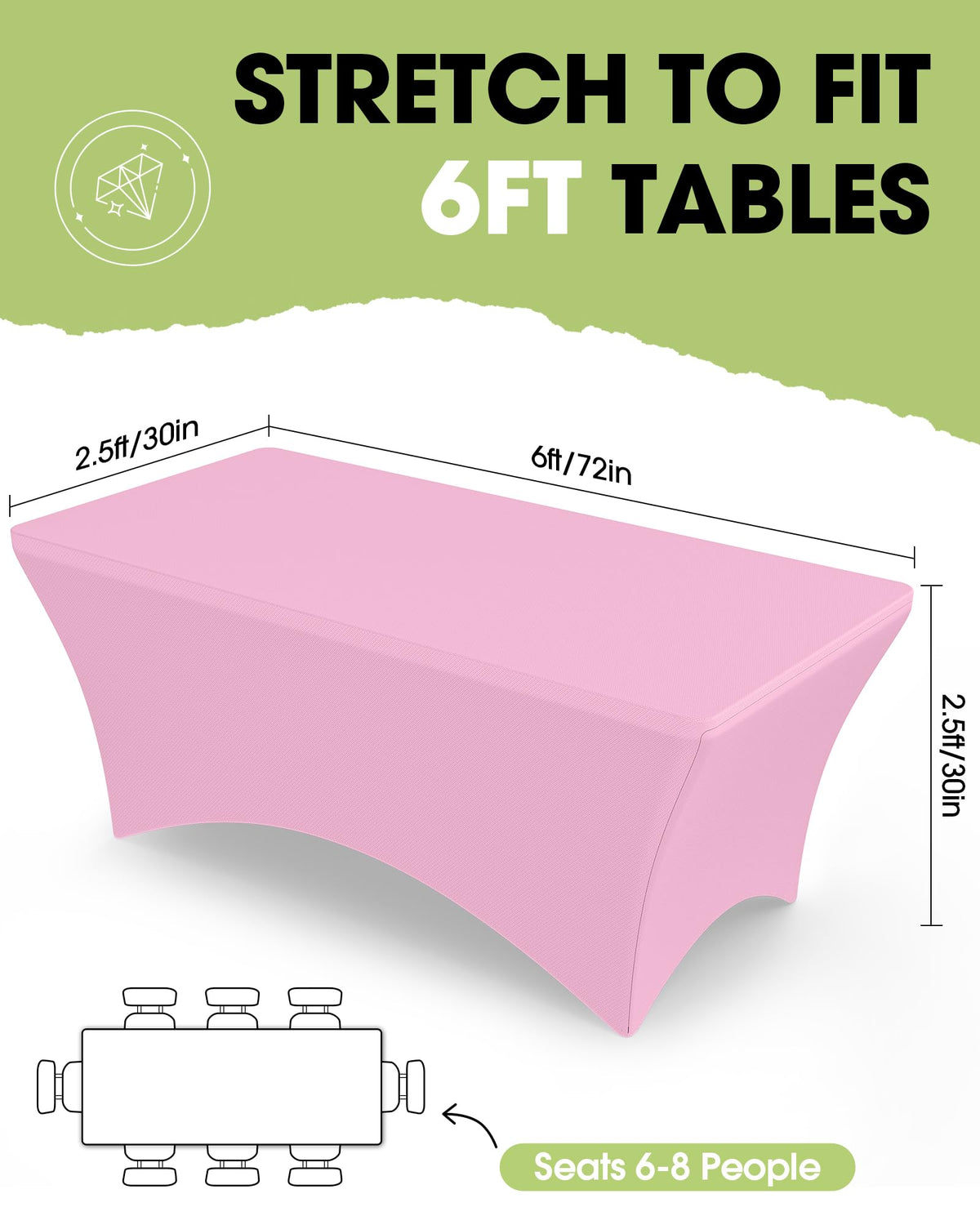 Pureegg fitted 6ft pink table cover demonstrates a tight fit and reinforced elastic pockets.