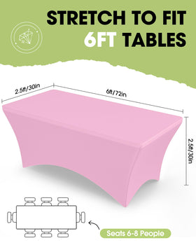 Pureegg fitted 6ft pink table cover demonstrates a tight fit and reinforced elastic pockets.