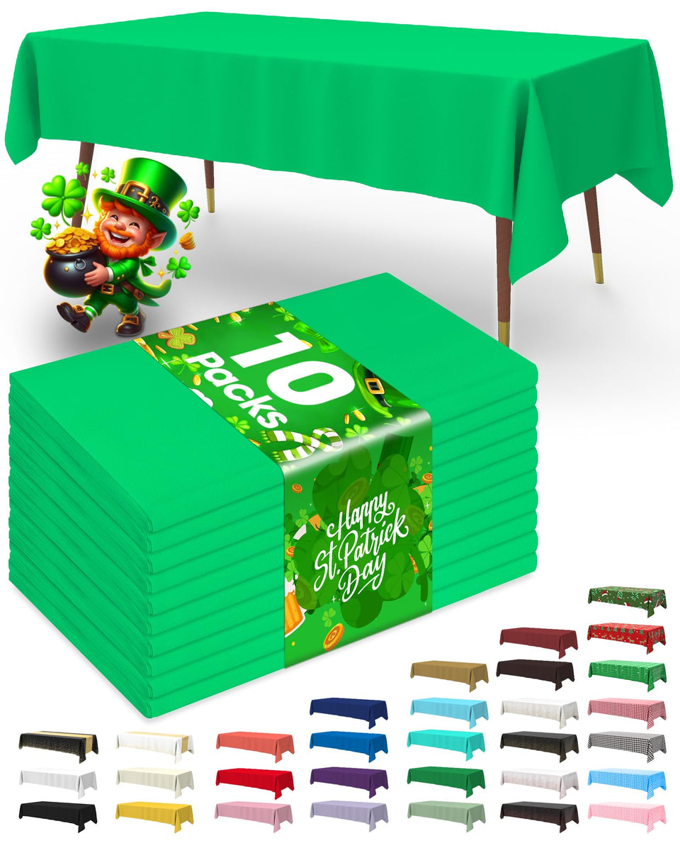 Pureegg forest-green tablecloth on a 54x108 inch table protects surfaces