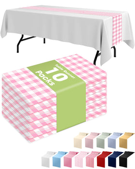 Pureegg gingham plastic table runner pink and white checkered enhances party décor with quick cleanup.