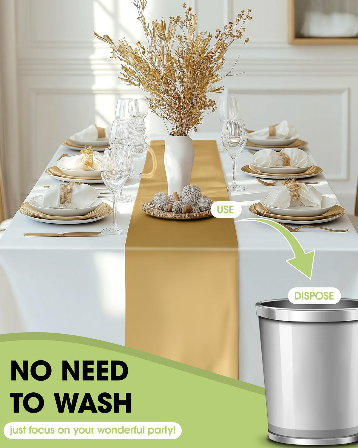 Pureegg disposable table runner simplifies post-event cleanup