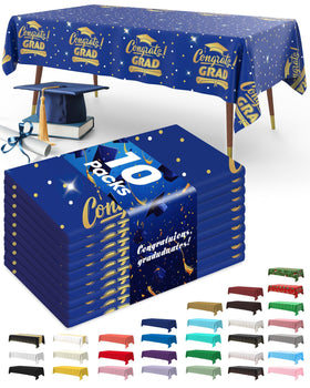 Pureegg graduation tablecloth in black, 54x108 inches, protects tables during celebrations.