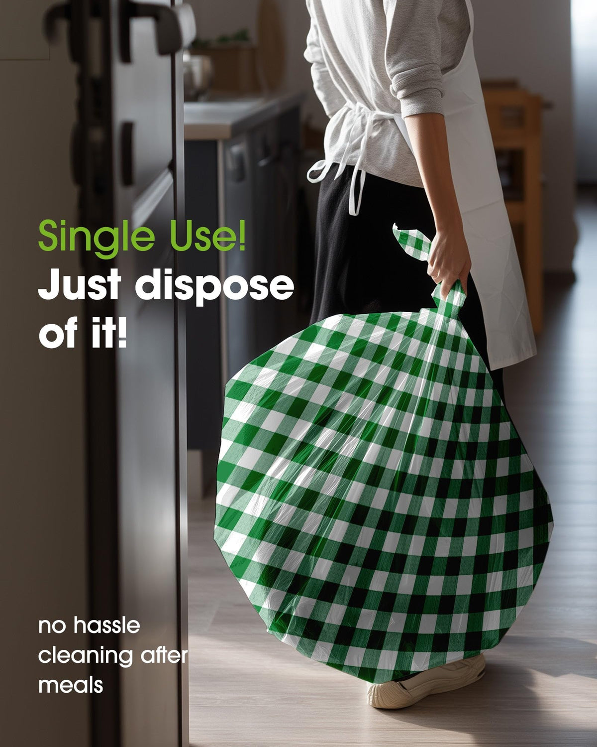 Pureegg green plaid disposable table cover for events