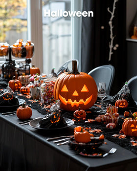 Pureegg Halloween party tablecloth in black adds a sleek look