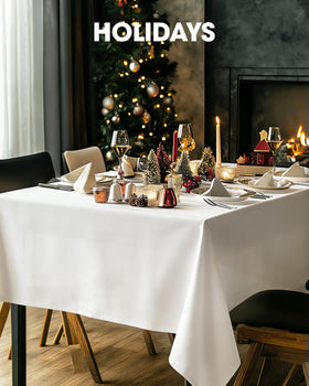 Pureegg machine-washable tablecloth simplifies cleanup after entertaining.