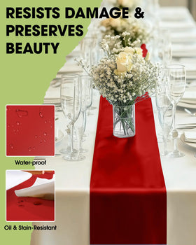 Pureegg table runner is odorless and water-resistant to protect surfaces.