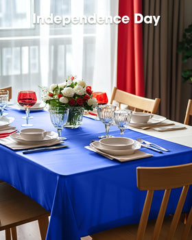 Pureegg outdoor dining blue tablecloth suitable for picnics.