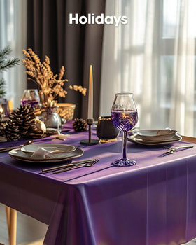Pureegg party tablecloth purple decor for festive dining and gatherings.