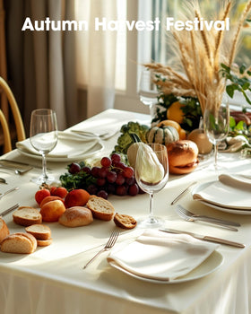 Pureegg party setting with a disposable tablecloth creates a polished look.