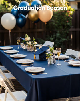 Pureegg pattern options displayed on tablecloth collection.