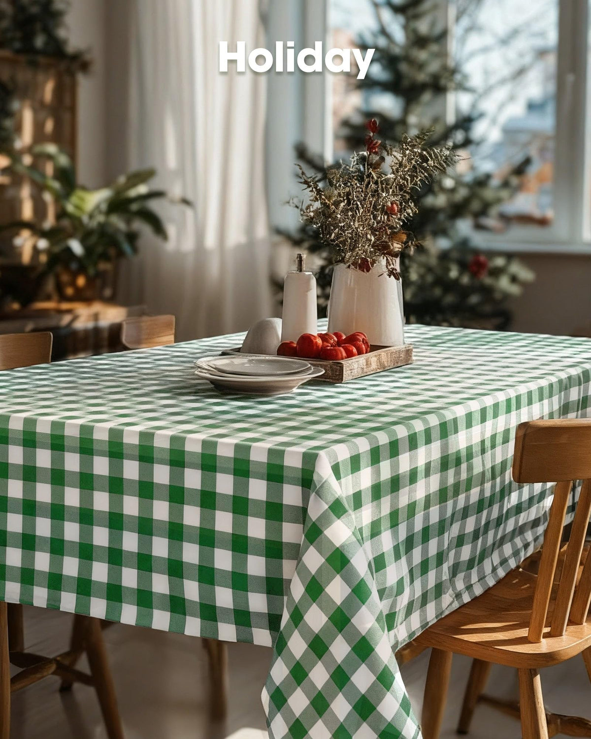 Pureegg 54x108 inch table cover for rectangular tables with black plaid