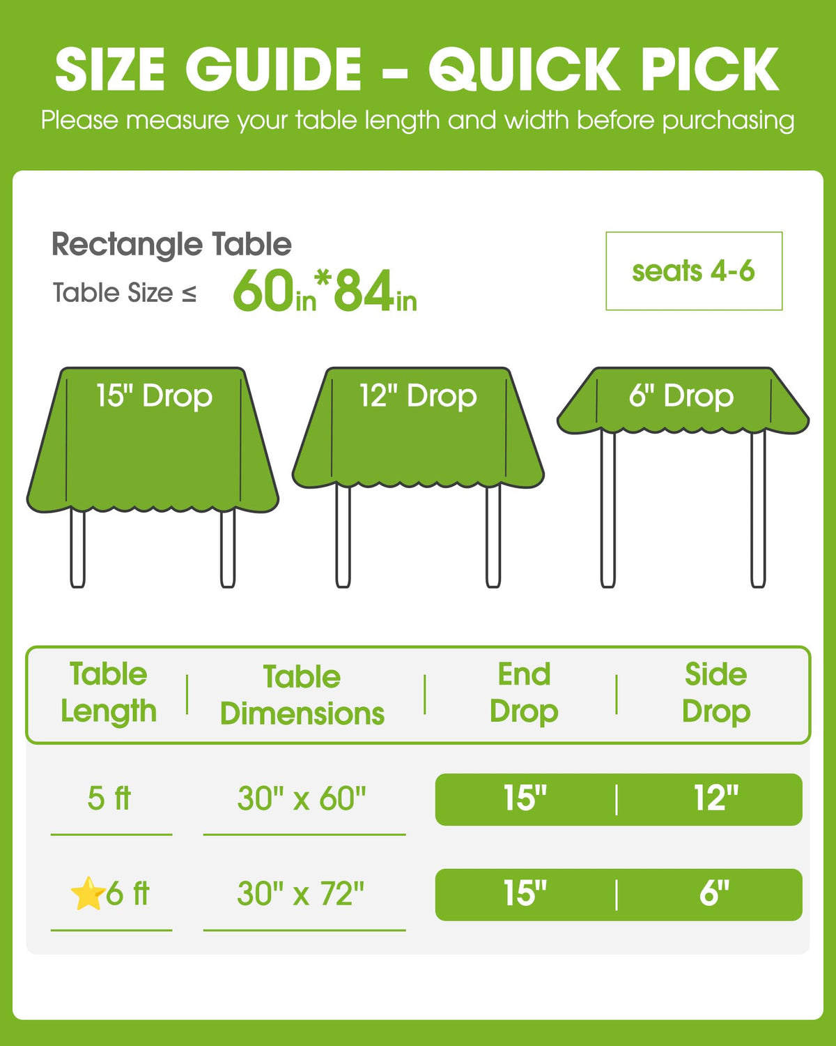 Pureegg rectangle tablecloth designed for 60x84 inch tables and 8-seat setups