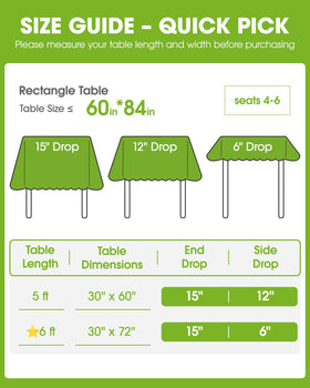 Pureegg rectangle tablecloth designed for 60x84 inch tables and 8-seat setups