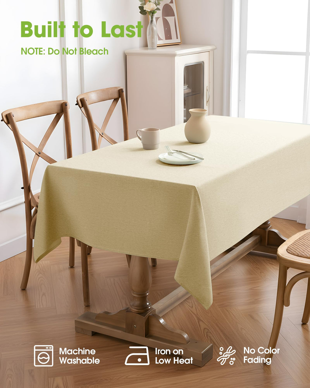 Pureegg tablecloth with elegant hemmed edges adds refined detail
