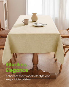 Pureegg tablecloth features wrinkle-free linen for effortless elegance