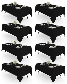 Pureegg rectangle table cloth on dining table, durable fabric protects surfaces during meals.