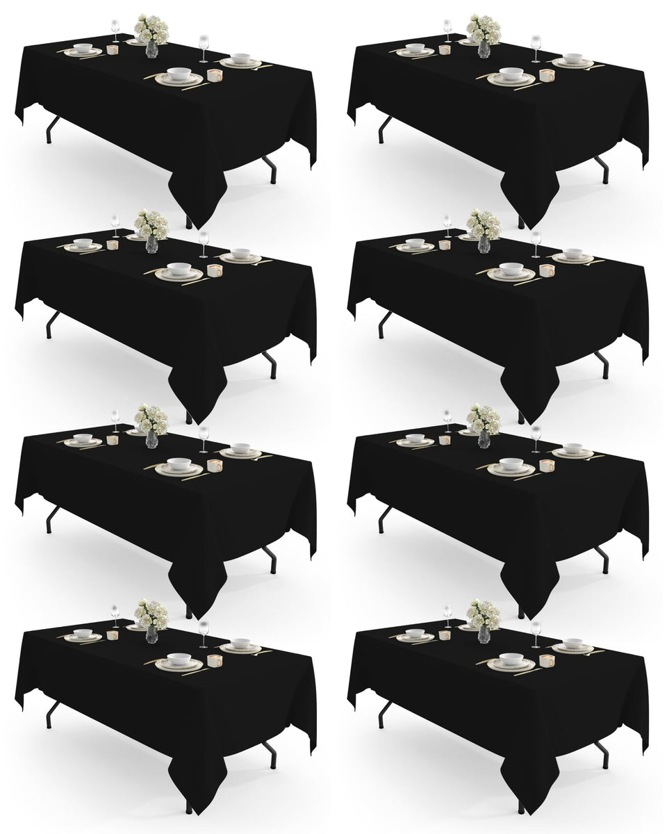 Pureegg rectangle table cloth on dining table, durable fabric protects surfaces during meals.