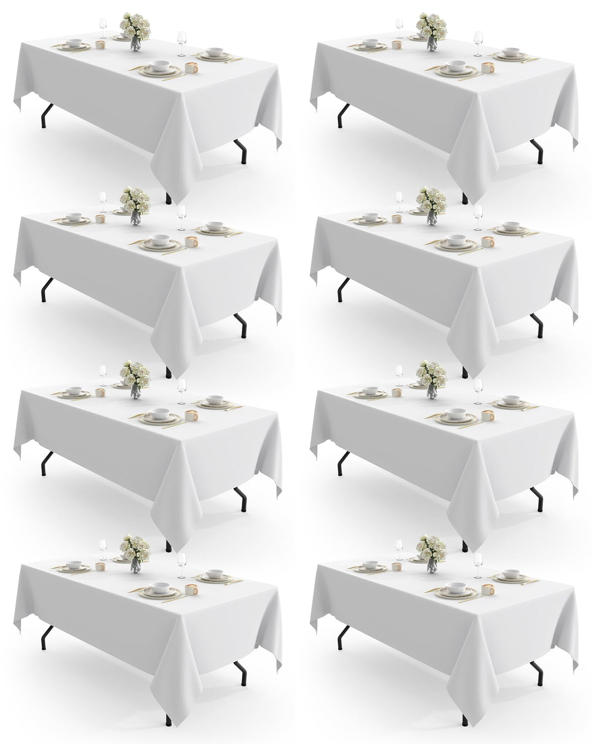 Pureegg white rectangle table cloth in an 8-pack for event use