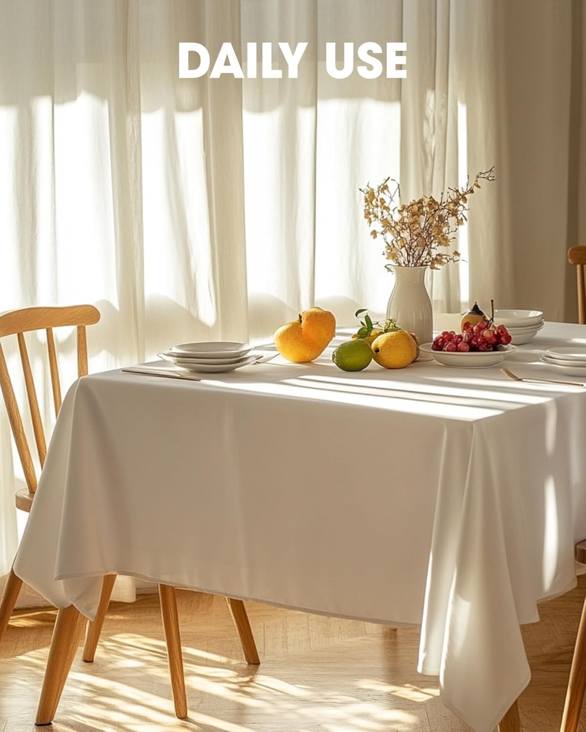 Pureegg rectangle table cloth low heat iron for wrinkle removal