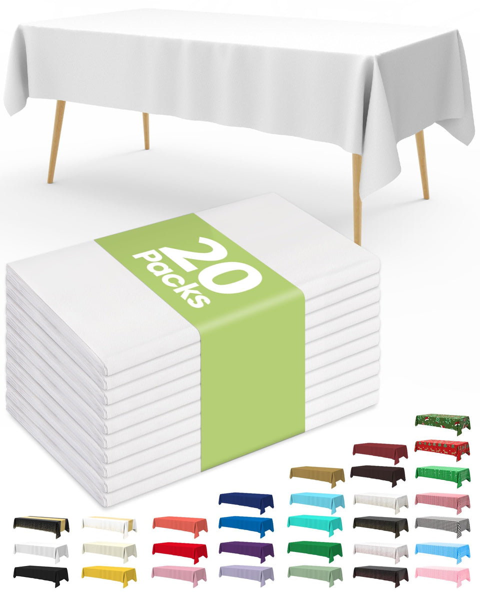 Pureegg rectangle tablecloth 54x108 inches in white, fits large tables