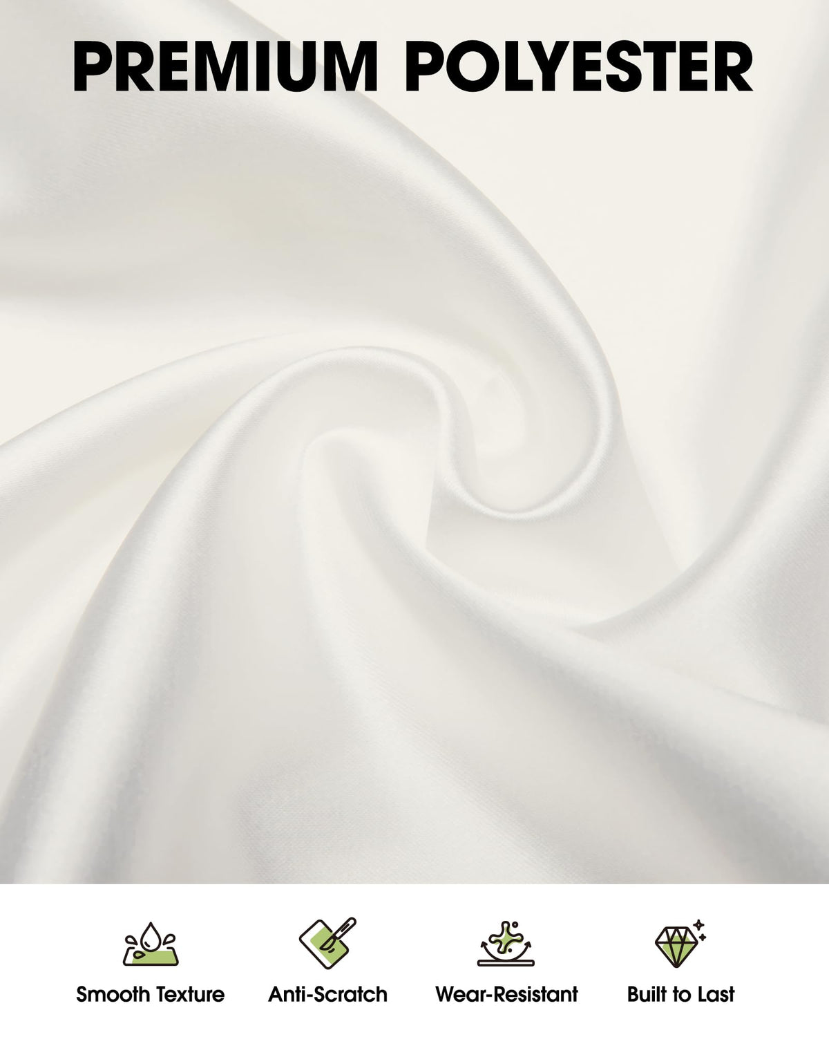 Pureegg ivory tablecloth with wrinkle-free finish keeps tables polished for events.