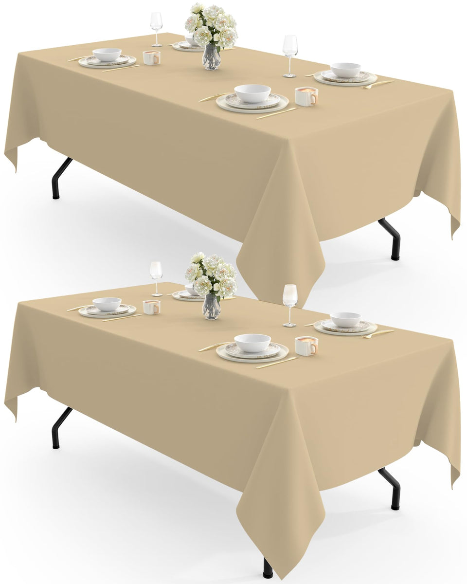 Pureegg rectangle tablecloth 60x102 white with wrinkle-resistant surface for elegant dining.