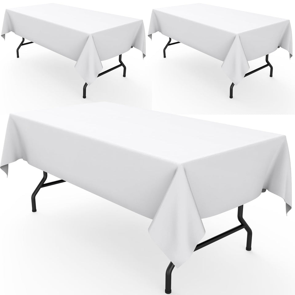 Pureegg rectangle tablecloth with white wrinkle-resistant finish for elegant dining