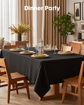 Pureegg indoor meeting setup with rectangle tablecloth presents neatness