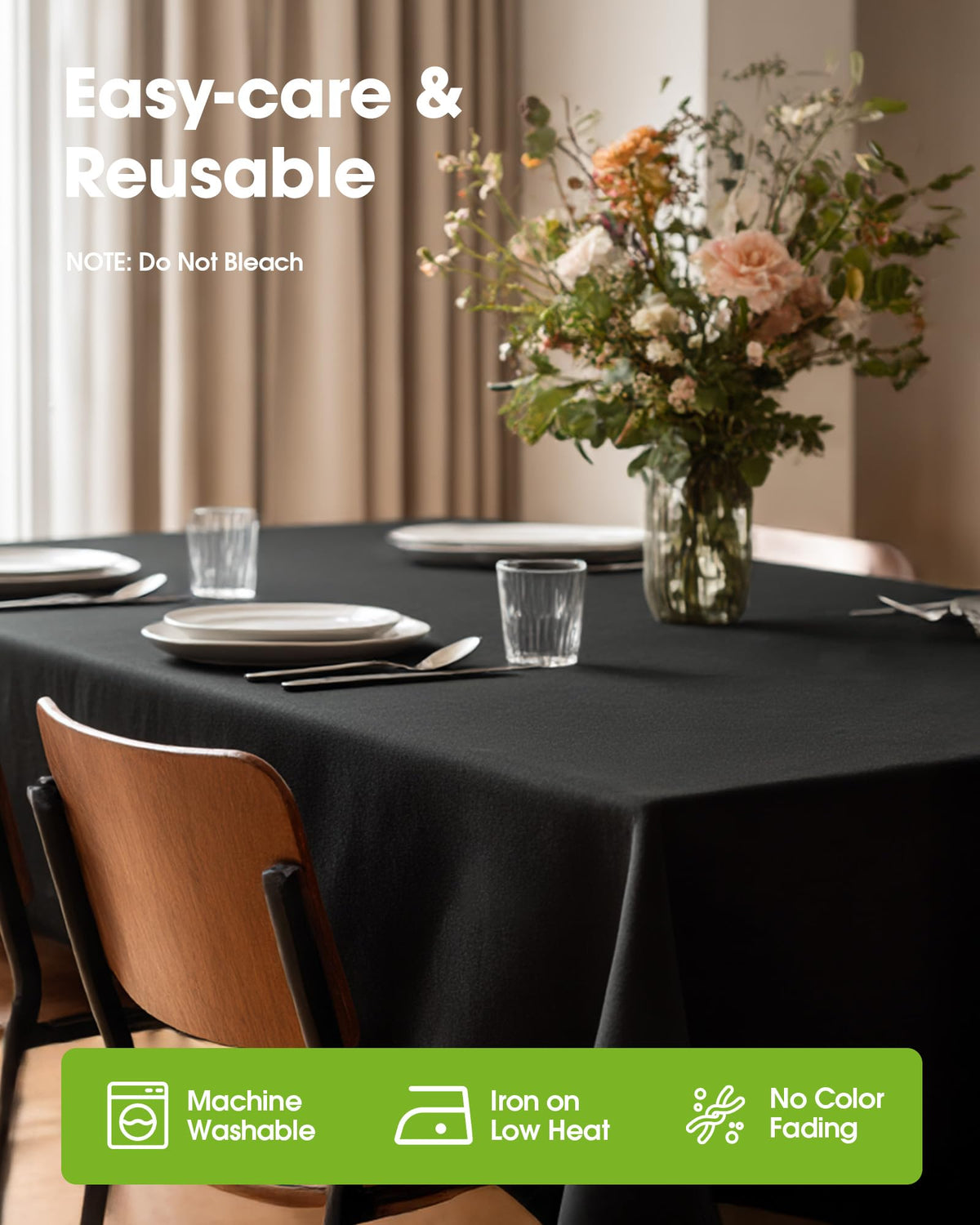 Pureegg rectangle tablecloth in navy on table shields spills