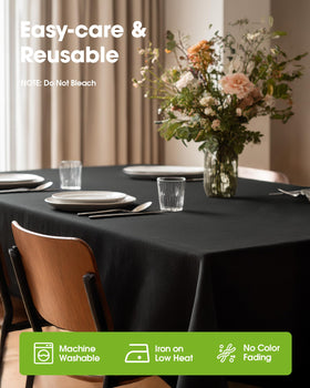 Pureegg rectangle tablecloth in navy on table shields spills