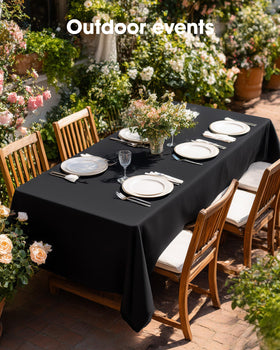 Pureegg rectangle tablecloth at a picnic setup outdoors