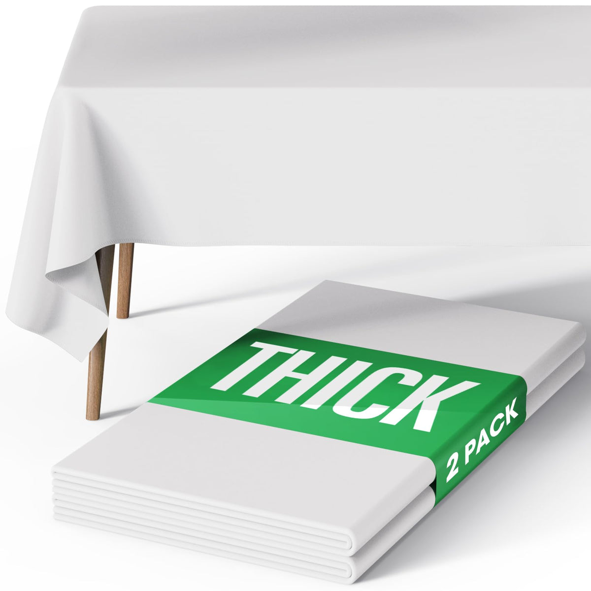 Pureegg rectangle tablecloth 60x84 white fabric closeup, showcasing durable polyester texture for busy events