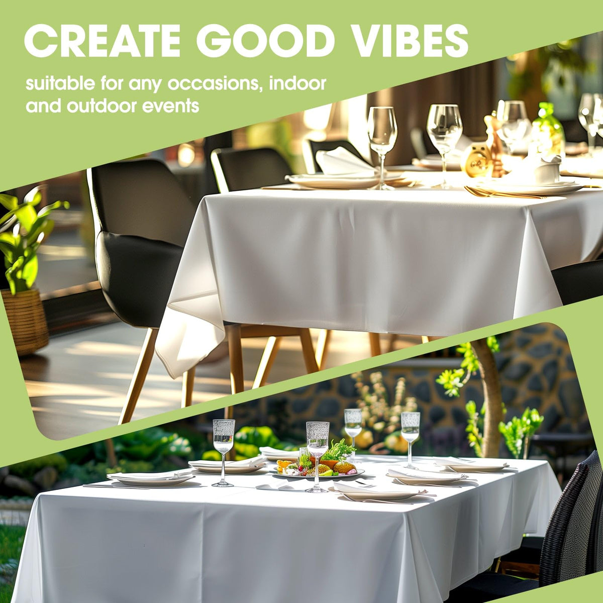 Pureegg rectangle tablecloth protects surfaces during indoor meetings and parties