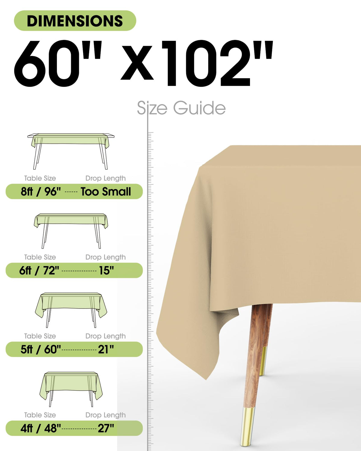 Pureegg rectangle tablecloth ideal for weddings, creating a clean, polished setup.