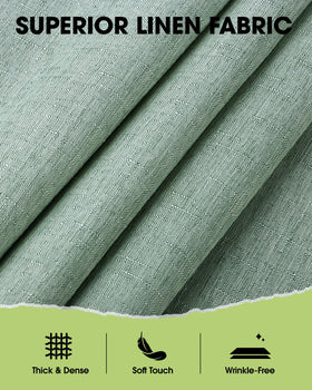 Pureegg tablecloth close-up reveals wrinkle-resistant finish for a smooth dining look.