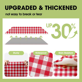 Pureegg red gingham tablecloth used for party and casual dining.