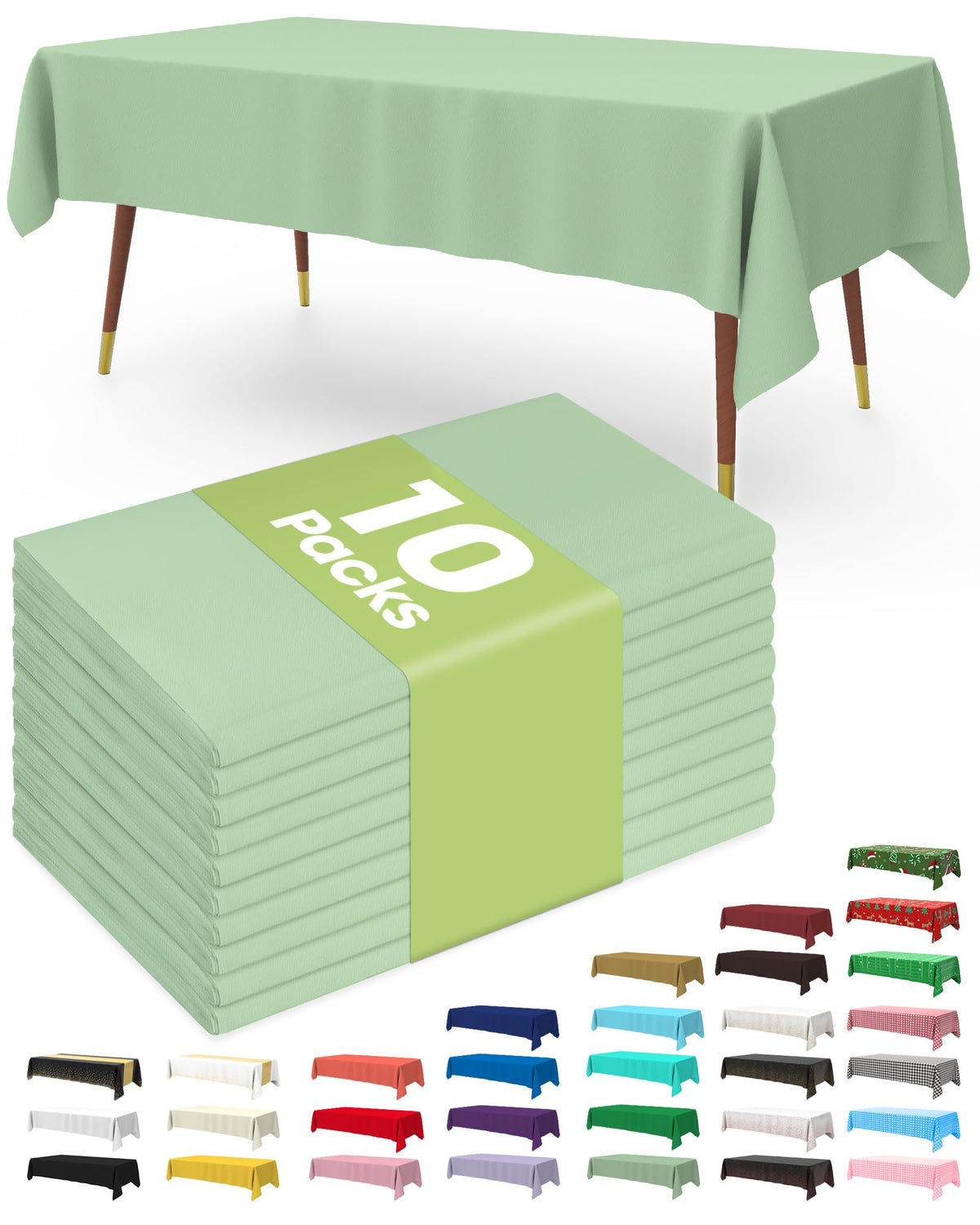 Pureegg sage-green tablecloth rolled for quick setup and protection